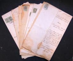 1870-1890 15 db okmánybélyeges irat / 15 document with document stamps