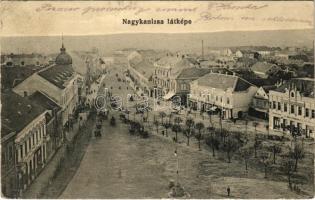1915 Nagykanizsa, Fő tér, Néptakarékpénztár, Haas Vilmos, Balogh Jenő üzlete, Polgári vendéglő (EK)