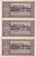 1945. 100P (3x) sorszámkövetők "E 068 068194 - E 068 068196" T:II- sarokhajlás, sarokhiány...