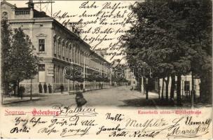 1905 Sopron, Oedenburg; Erzsébet utca, Löbl tánciskola (gyűrődés / crease)