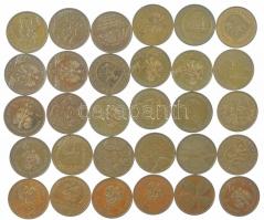 Lengyelország 2001-2012. 2Zl Cu-Zn-Al (30db forgalmi emlékérme, 28xklf) T:1-,2 Poland 2001-2012. 2 Złote Cu-Zn-Al (30pcs circulating commemorative coins, 28xdiff) C:AU,XF