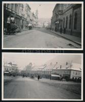 1932 Brassó, utcaképek, üzletek, 2 db fotó, 6,5×11 cm