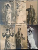 1904-1909 18 db fénykép a kolozsvári színház színészeiről, feliratozva, 14×9 cm