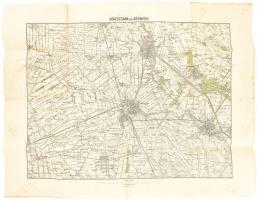 1938 Békéscsaba és környéke, katonai térkép, 1 : 75.000, M. Kir. Térképészeti Intézet, kissé foltos, 62,5x46,5 cm