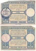 Csehszlovákia 1946. 5Kcs + Amerikai Egyesült Államok 1946. 9c Nemzetközi Válaszdíjszelvény vízjeles papíron T:III kis szakadás, saroktörés