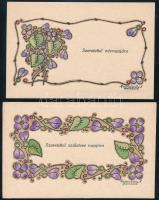 2 db Andreánszky Sándor (1903-1956) által tervezett üdvözlőlap