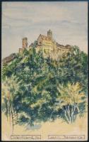 Csanits Nándor (?-?), működött a XX. sz. első felében: Wartburg vára. Akvarell, papír, 14x8,8 cm