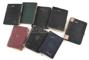 1939-1950 8 db Orvosi naptár, 1939-1944, 1948, 1950. Változó állapotban, kopott borítókkal, kettő sérült gerinccel, bejegyzésekkel.