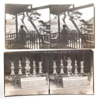 cca 1910 24 db sztereófotó Kínából és Japánból (volt cári hadihajó, templom Nagaszakiban, Hong Kong ...