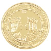 DN Történelmi aranypénzek - Ferdinánd és Izabella 1479-1504 aranyozott Cu-Ni utánveret COPY beütéssel (20g/38,61mm) T:PP