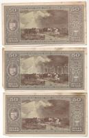 1945. 50P (3x) közeli T:III sarokhajlás, kis szakadás 
Adamo P15