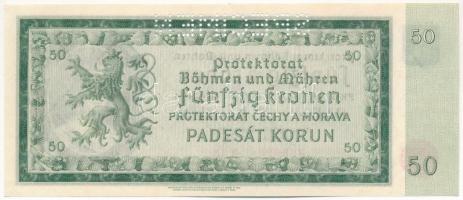 Német Harmadik Birodalom / Cseh-Morva Protektorátus 1940. 50K "A23 389998", "SPECIMEN...