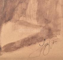 Jakab Gyula (1910-1991): Férfi akt, diópác papír, 34x24 cm