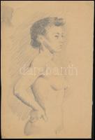 Jakab Gyula (1910-1991): Aktok kétoldalas kép Akvarell és ceruza 29,5x20 cm