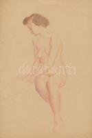 Jakab Gyula (1910-1991): Aktok kétoldalas kép Akvarell és ceruza 29,5x20 cm