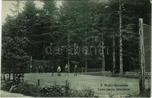 Modor-Harmónia, Modra; Lawn tennis játszótere, tenisz pálya. Laczkovich Róbert kiadása / tennis court