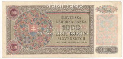 Szlovákia 1940. 1000K "4L3 550682", "SPECIMEN (MINTA)" perforációval T:III kis s...