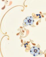 Zsolnay búzavirág mintás süteményes készlet, hat részes, nagy tál + 5 db tányér. Kézzel festett, jel...