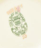 Zsolnay búzavirág mintás süteményes készlet, hat részes, nagy tál + 5 db tányér. Kézzel festett, jel...