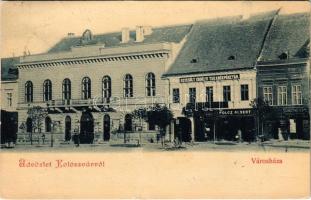1901 Kolozsvár, Cluj; Városház, Egyesült Erdélyi Takarékpénztár, Polcz Albert, Schmidtmeyer üzlete / town hall, shops, savings bank