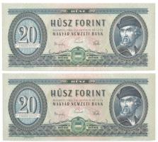 1962. 20Ft (2x) sorszámkövetők "C 197 089872 - C 197 089873" T:I,I- az egyiken kis sarokhajlás Adamo F13