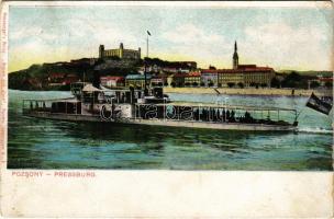 1907 SMS Szamos a Császári és Királyi Haditengerészet monitorja Pozsonyban. Dunaflottilla / K.u.K. Kriegsmarine Donauflottille in Pressburg. Bediene dich allein / SMS Szamos Austro-Hungarian Navy river guard monitor in Bratislava (EK)