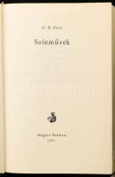 G[eorge] B[ernard] Shaw: Színművek. Ford.: Ottlik Géza, Réz Ádám és mások. Helikon Klasszikusok. Bp., 1965., Magyar Helikon. Kiadói aranyozott egészbőr-kötésben, kiadói műanyag védőfóliában, a védőfólián kis sérüléssel. Számozott (937./1200) példány.