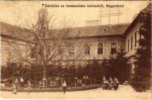 1912 Nagyvárad, Oradea; Immaculata intézet udvar / girl school (EM)