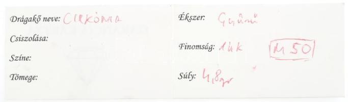 Arany (Au/14k) gyűrű, 18 db cirkóniával ékítve, jelzett, m: 50. bruttó: 4,8 g