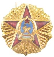 1949. Magyar Népköztársaság Érdemrend II osztályának zománcozott, aranyozott csillag miniatűrje (21mm) T:1 NMK 530.