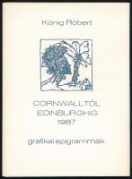 König Róbert: Cornwalltól Edinburghig 1987. Grafikai epigrammák. 20 db fametetszetet tartalmazó sorszámozott mappa (09 számú). Mindegyik szignált