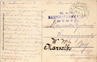 1915 Stryi, Stryj, Strij; Ul. Kolejowa / Bahnstrasse / Railway street, hotel + "K.u.k. Bahnhofk...