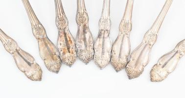 12 db Kolcsuginszkij szovjet, ezüstözött desszertes villa, jelzett, szép állapotban h: 18 cm