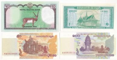 7 darabos vegyes külföldi bankjegy tétel, közte Nepál, Kambodzsa, Argentína T:I,I- 7 pieces mixed banknote lot, among Nepal, Cambodia, Argentina C:UNC,AU