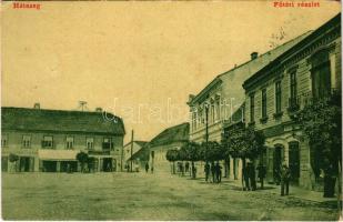 1908 Hátszeg, Hateg; Fő tér, Hirsch Ignác üzlete. Mester Jakab kiadása 1711. (W.L. ?) / main square, shop (EK)