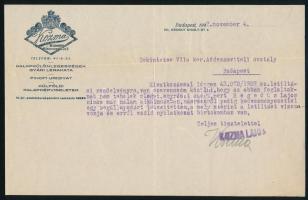 1937 Bp., Kozma Lajos kalapkereskedő fejléces levélpapírjára írt hivatalos levele