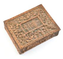 Kecskeméti emlékdoboz, bronzírozott fém, kopásokkal, 11,5x14,5 cm