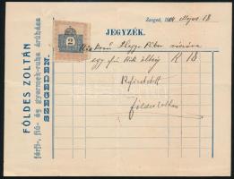1914 Szeged, Földes Zoltán férfi, fiú- és gyermekruha áruházának fejléces számlája, okmánybélyeggel