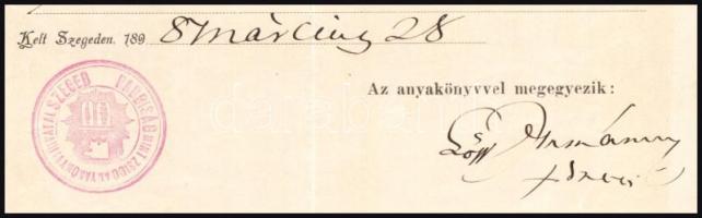 1898 Szeged, Lőw Immánuel (1854-1944) zsidó hittudós, orientalista, szegedi főrabbi autográf aláírás...