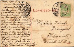 1907 Torda, Turda; Fő tér, Jónás Elek étterme, Sterl Gyula, Flóra Antal üzlete. No. 426. (W.L. ?) / ...