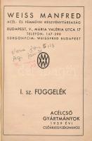 1939 Weiss Manfréd árjegyzék, képes. Acélcső gyártmányok 213p. Kiadói vászonkötésben