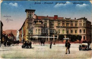 1917 Brassó, Kronstadt, Brasov; Villa Kertsch, fogorvos, Rézer Adolf üzlete, autók / villa, dentist, shop, automobiles (kopott sarkak / worn corners)