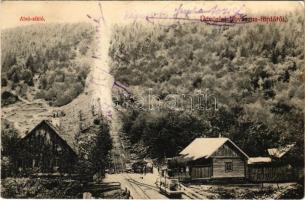 1907 Kovászna-fürdő, Baile Covasna; Alsó sikló. Szabó nyomda kiadása / funicular railway