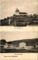 1911 Nádpatak, Rohrbach, Robariu, Rodbav; Ev. Kirche, Strassenansicht / Evangélikus vártemplom, utca / Lutheran castle church, street view (EK)