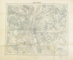 1927 Budapest és környékének katonai térképe, 1:75 000, M. Kir. Állami Térképészet, 47×62 cm
