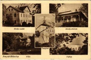 1944 Fonyód-Bélatelep, Sirály-szálló és étterem, villa, templom (EK)