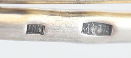 Kristály csónak formájú kínáló, ezüst (Ag) fogóval. Jelzett, hibátlan, 24x11x11 cm