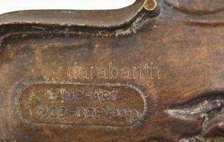 Lampart lófejes tálka, névjegytartó. Öntött bronz. Jelzett, kissé kopott, 19x19 cm