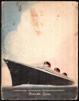 1935 French Line Normandie nevű hajójának ismertető katalógusa, gazdagon illusztrálva, borítón sérülésekkel
