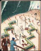 1935 French Line Normandie nevű hajójának ismertető katalógusa, gazdagon illusztrálva, borítón sérül...